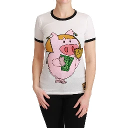 White YEAR OF THE PIG Top Cotton T-shirt