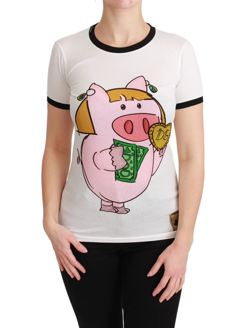 White YEAR OF THE PIG Top Cotton T-shirt