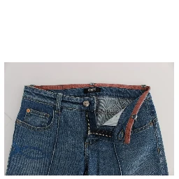Blue Cotton Slim Fit Cropped Jeans