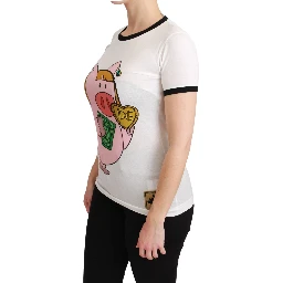White YEAR OF THE PIG Top Cotton T-shirt