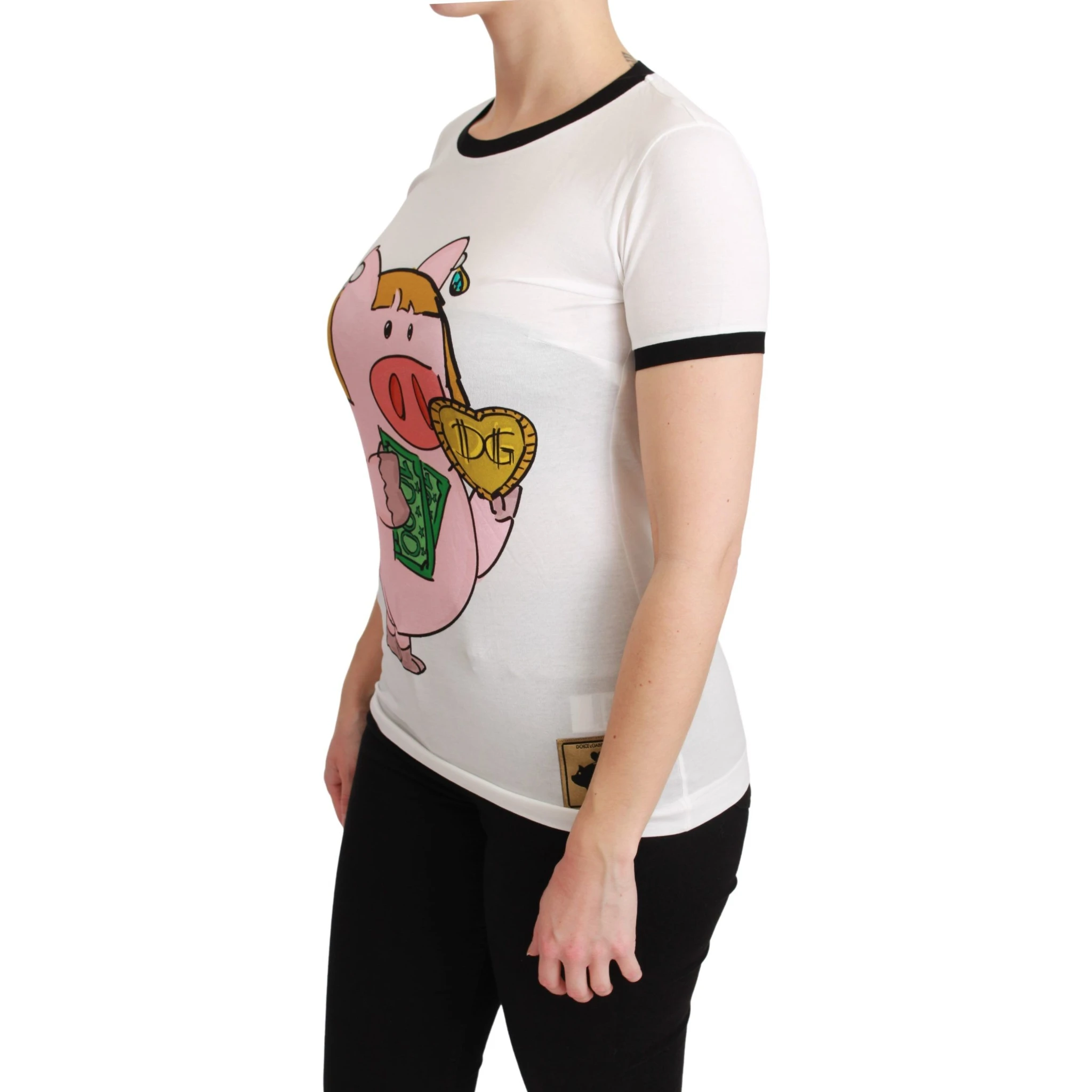 White YEAR OF THE PIG Top Cotton T-shirt