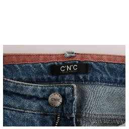 Blue Cotton Slim Fit Cropped Jeans