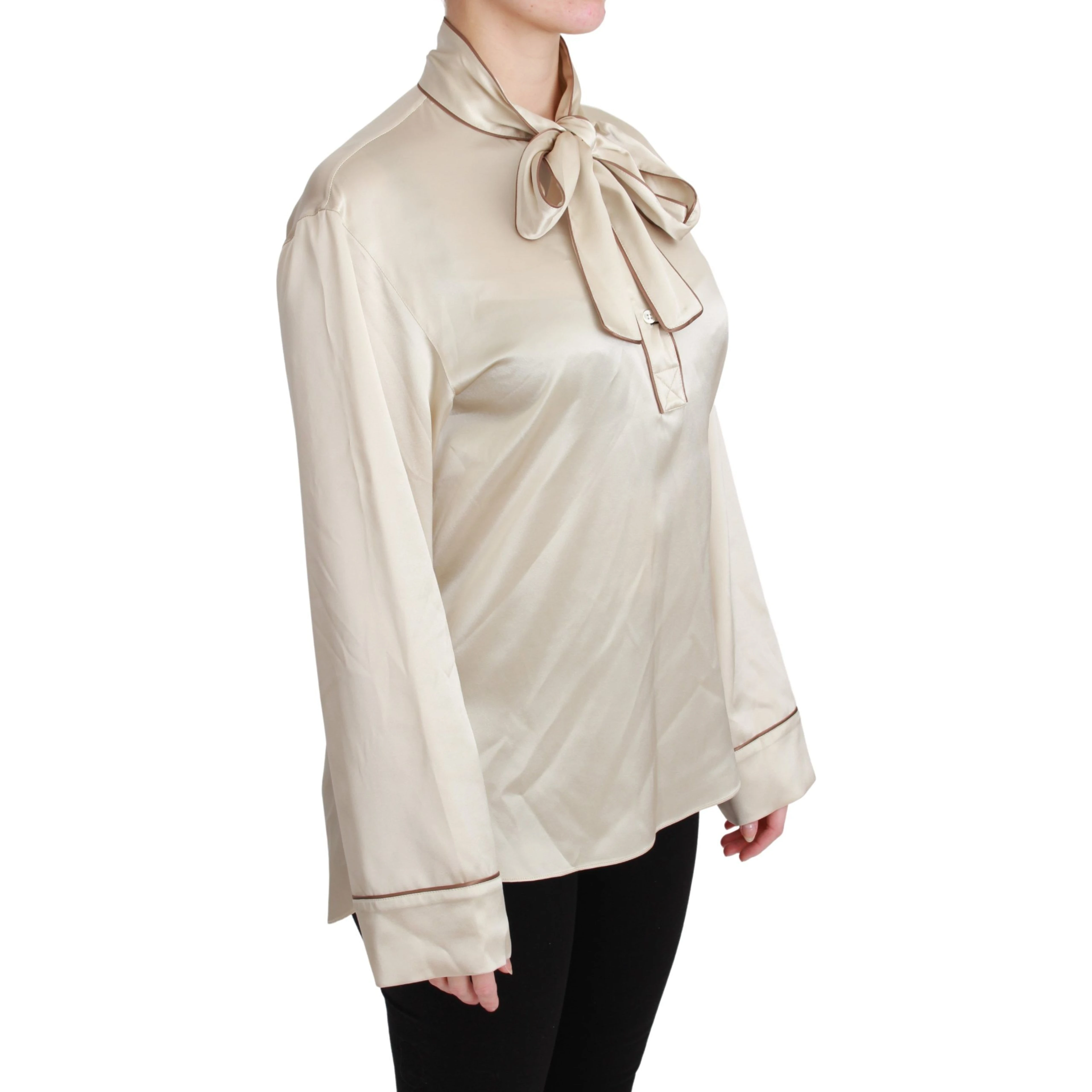 Beige Sleeve Top Queen Silk Satin Blouse