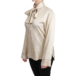 Beige Sleeve Top Queen Silk Satin Blouse