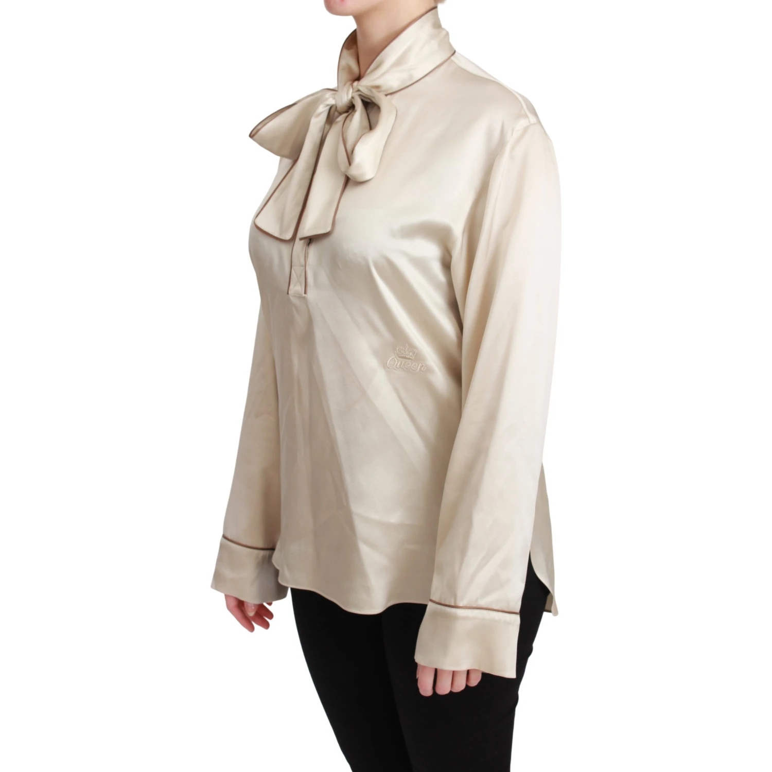 Beige Sleeve Top Queen Silk Satin Blouse