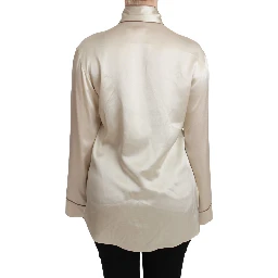 Beige Sleeve Top Queen Silk Satin Blouse