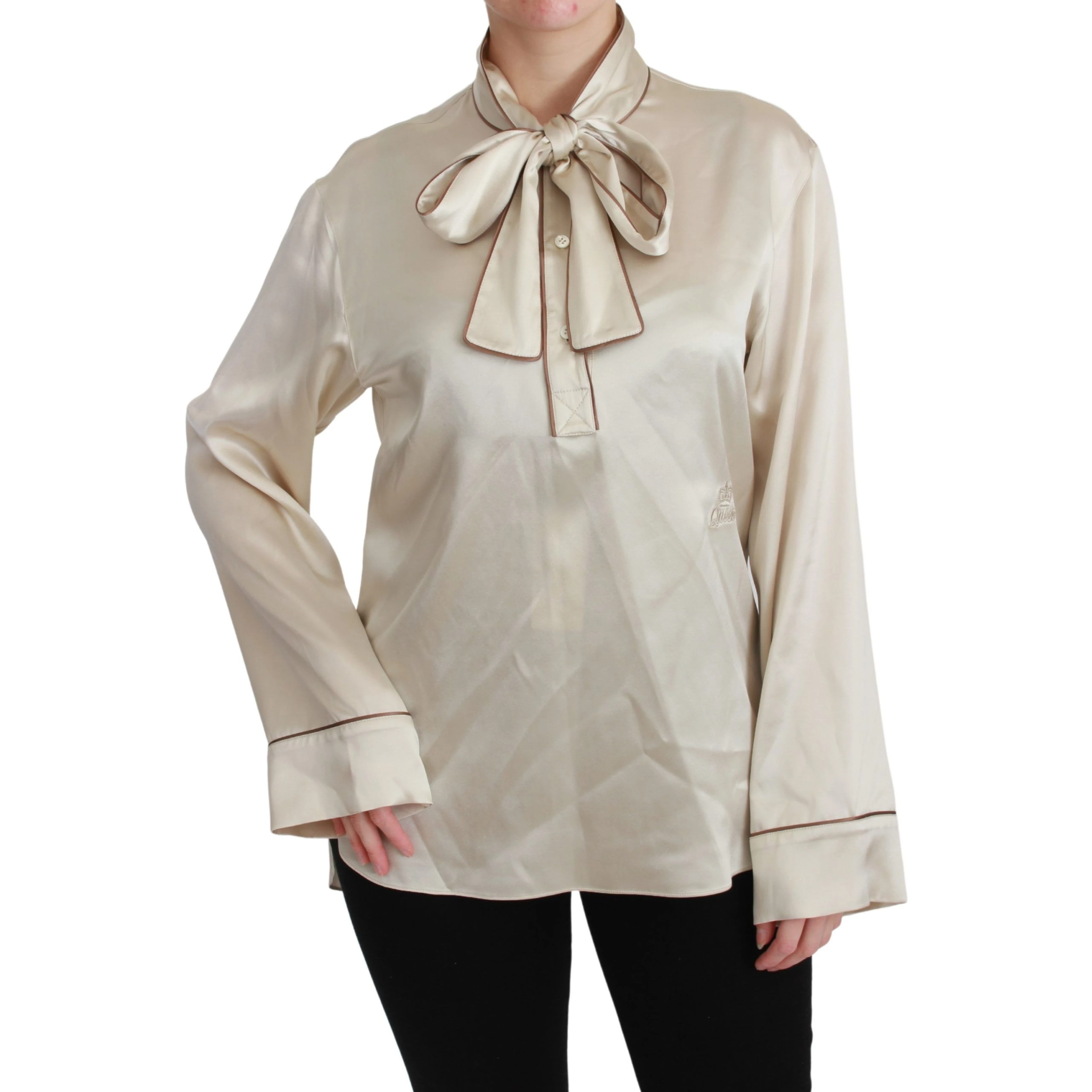 Beige Sleeve Top Queen Silk Satin Blouse