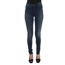 Blue Cotton Blend Slim Fit Jeans