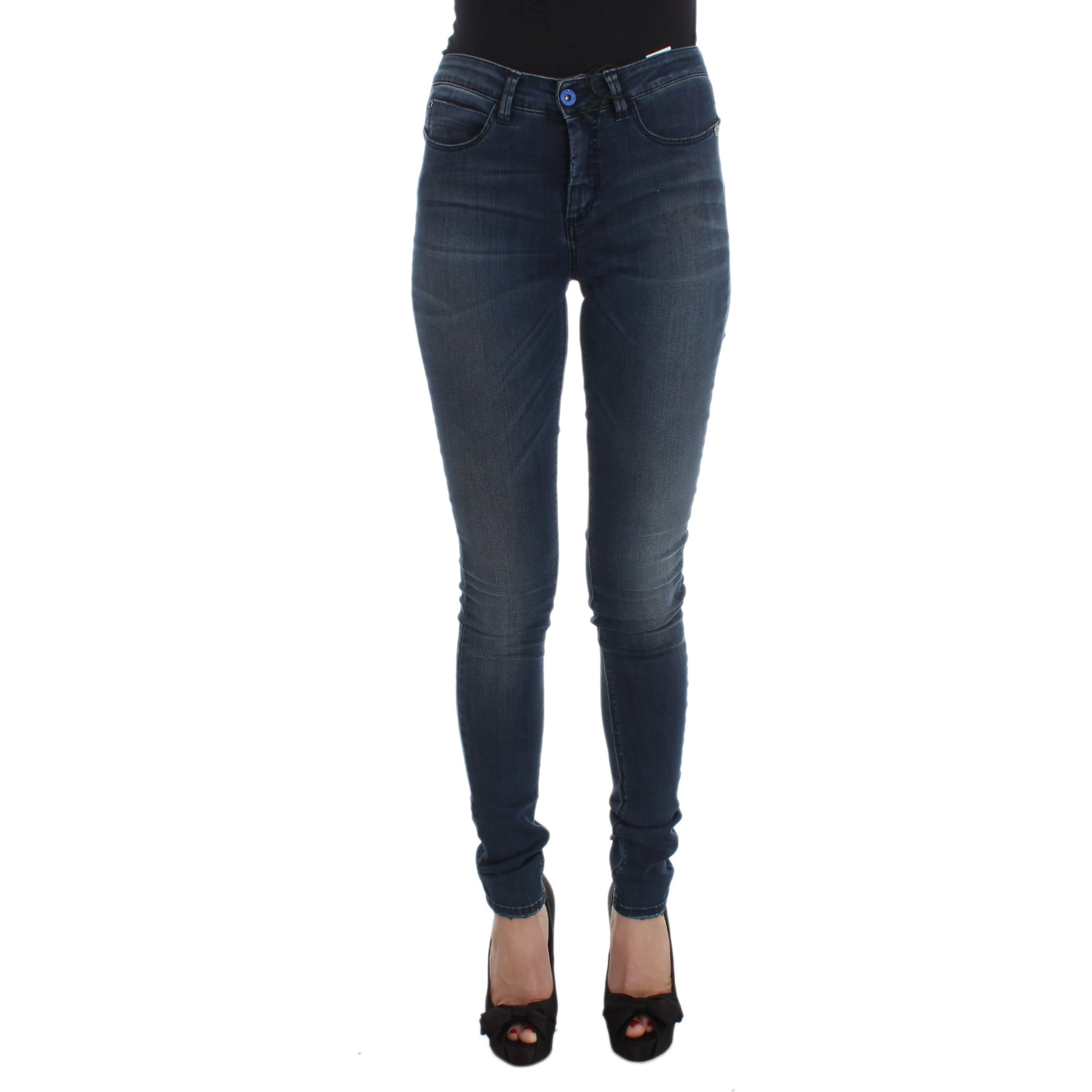 Blue Cotton Blend Slim Fit Jeans