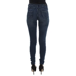 Blue Cotton Blend Slim Fit Jeans