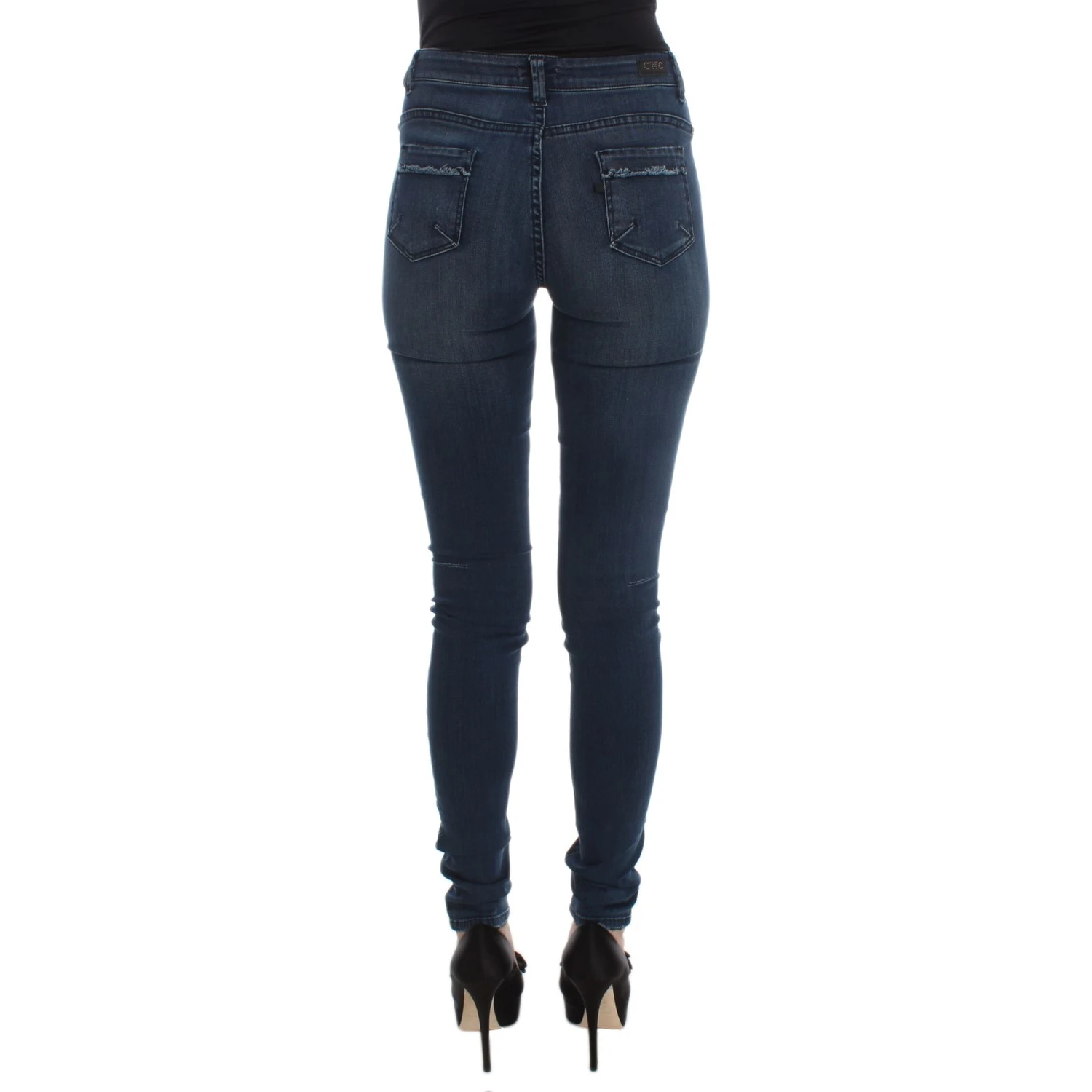 Blue Cotton Blend Slim Fit Jeans