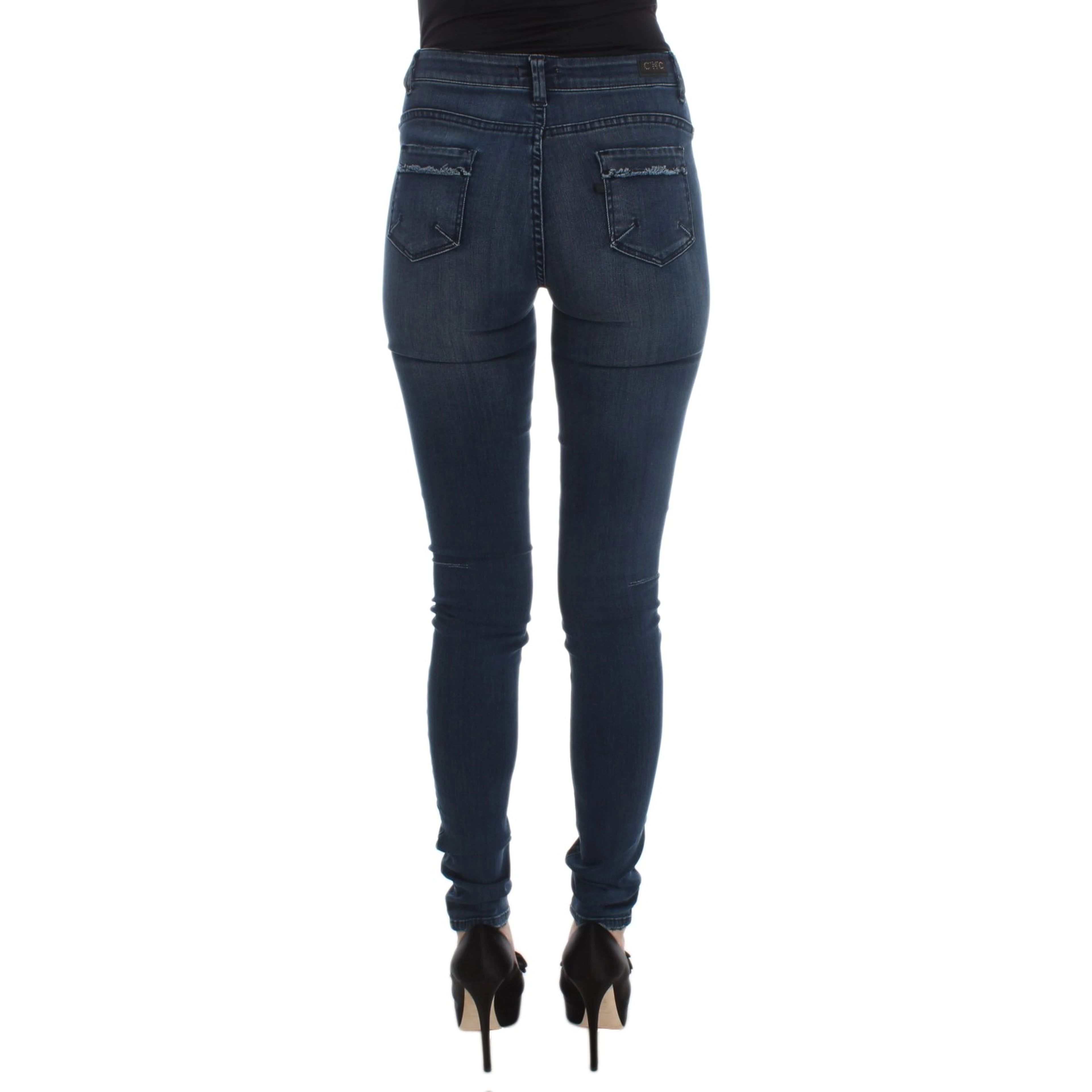 Blue Cotton Blend Slim Fit Jeans