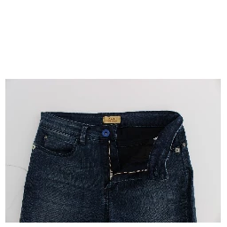 Blue Cotton Blend Slim Fit Jeans