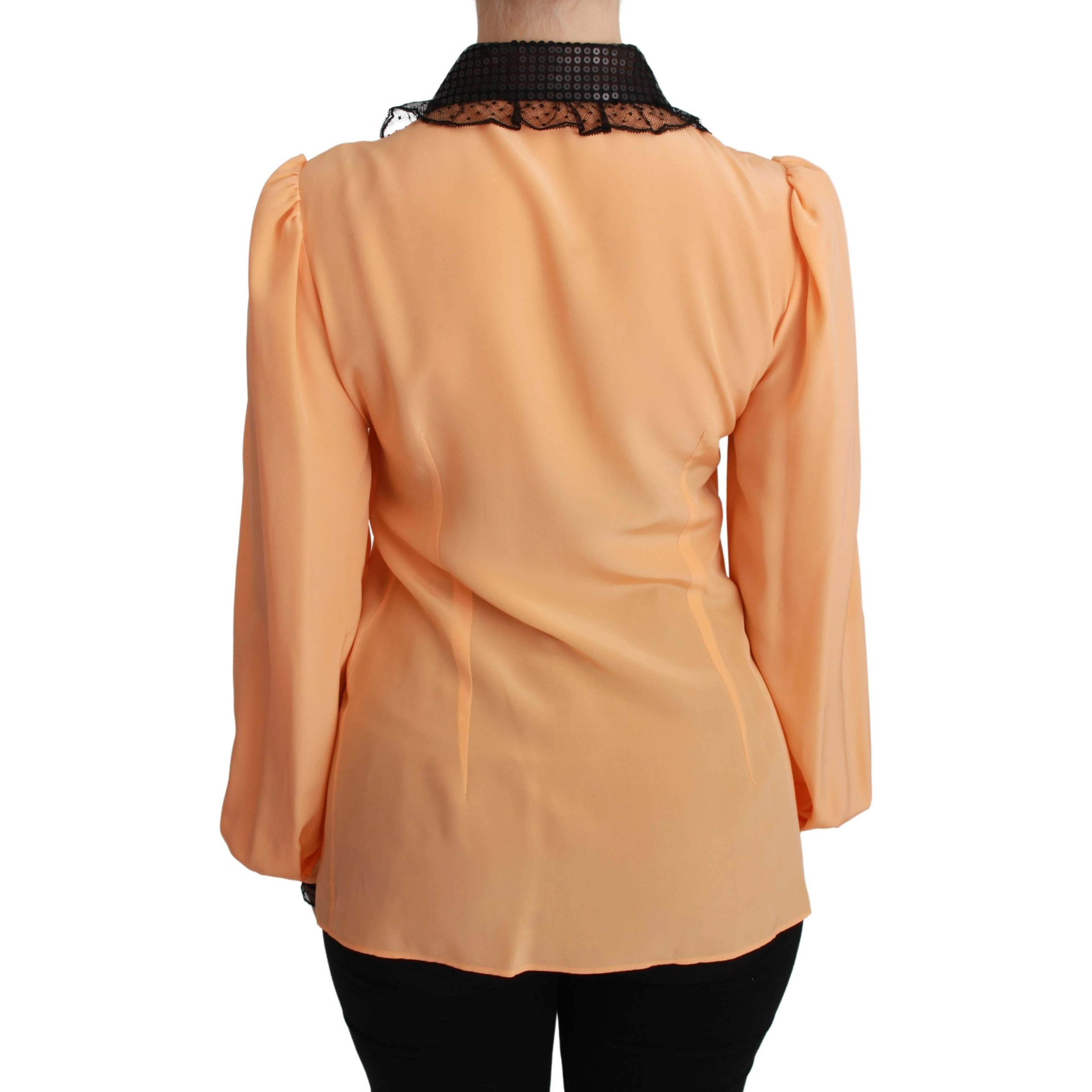 Yellow Silk Sequin Lace Blouse Shirt