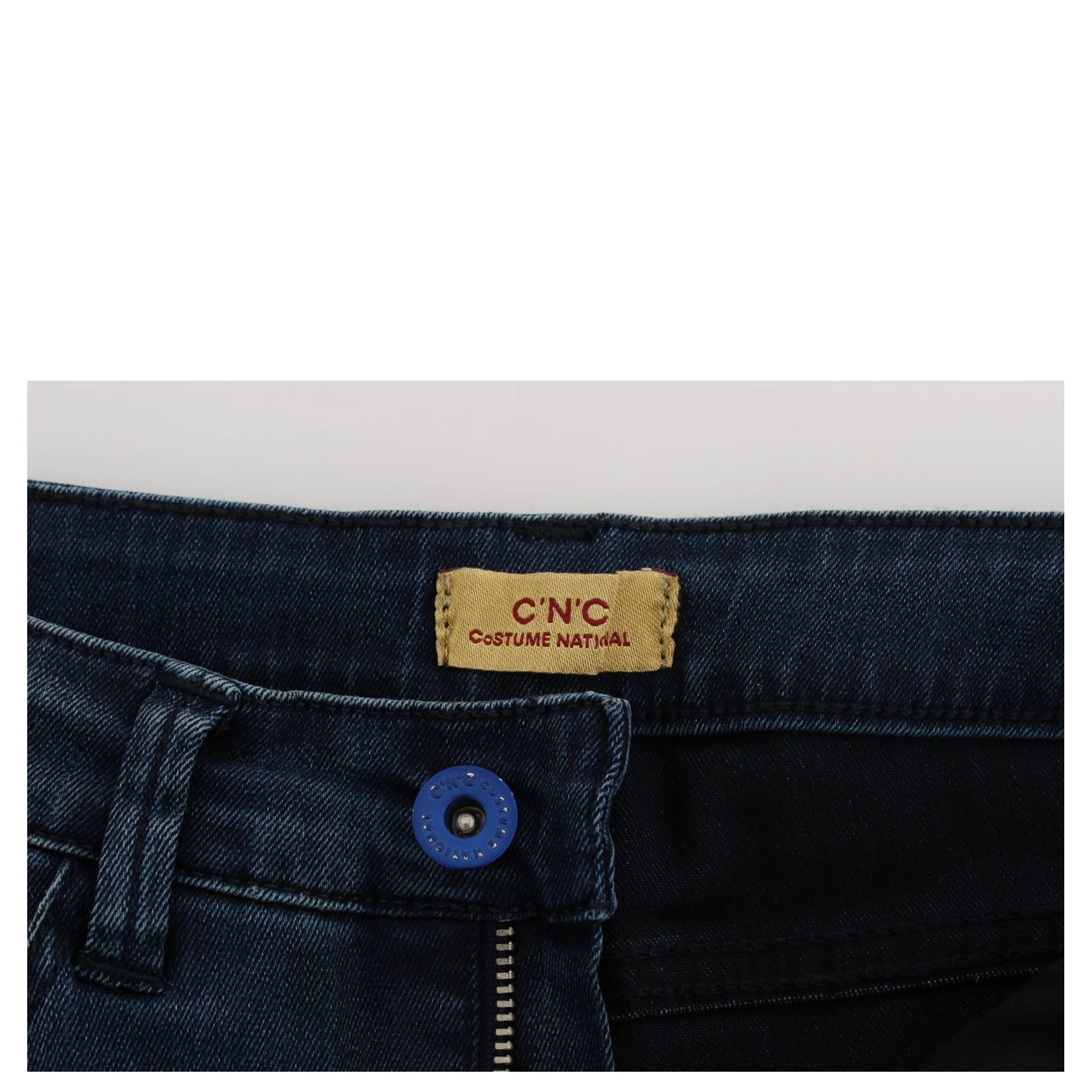 Blue Cotton Blend Slim Fit Jeans