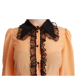 Yellow Silk Sequin Lace Blouse Shirt