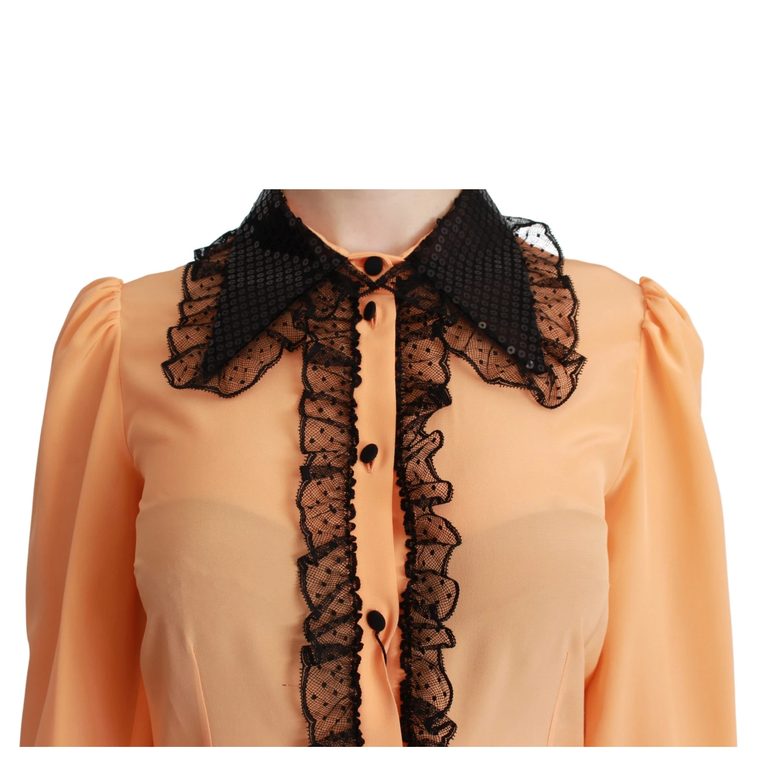 Yellow Silk Sequin Lace Blouse Shirt