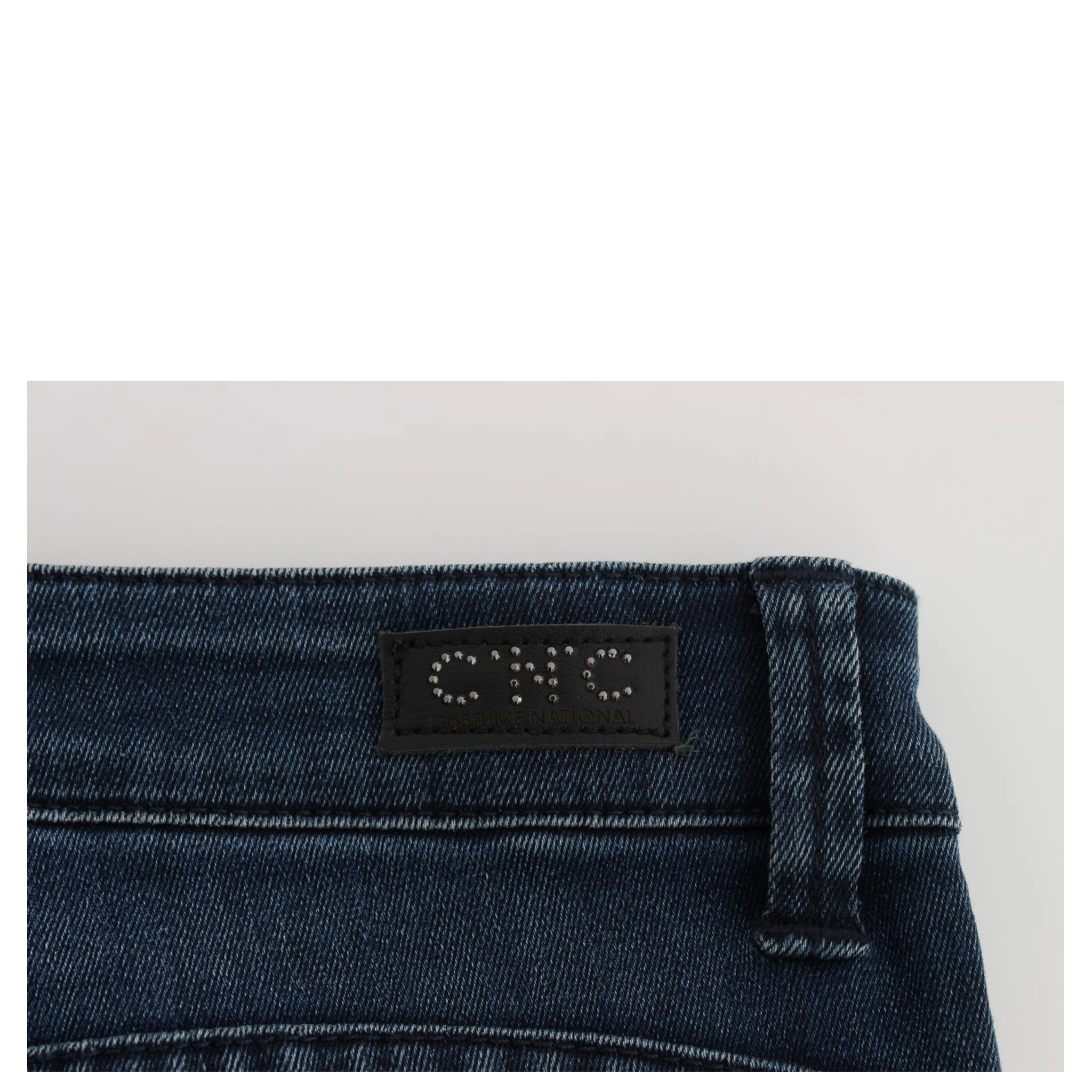 Blue Cotton Blend Slim Fit Jeans