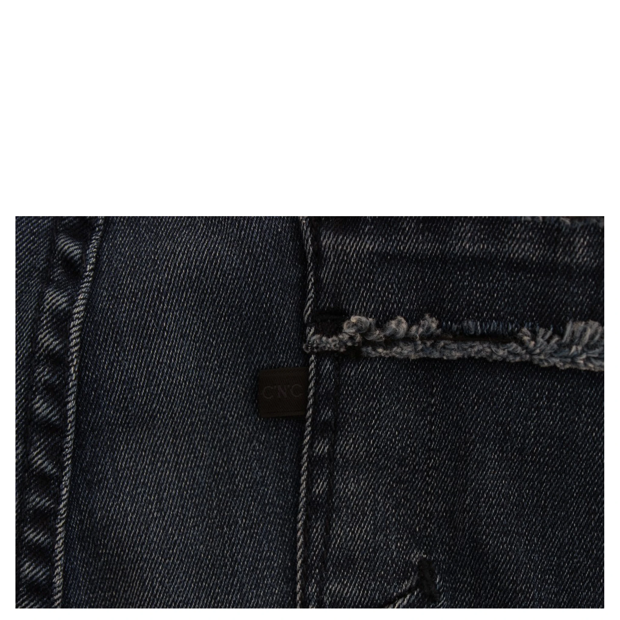 Blue Cotton Blend Slim Fit Jeans