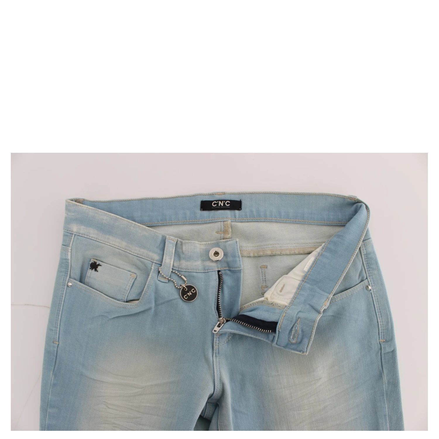 Blue Cotton Blend Super Slim Fit Jeans