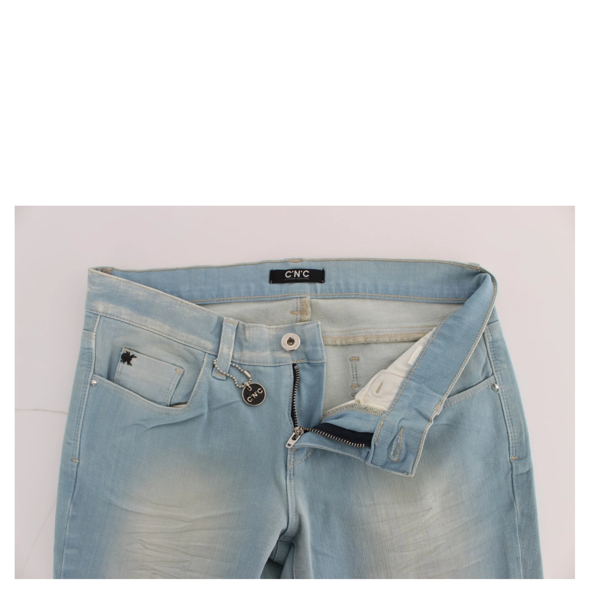 Blue Cotton Blend Super Slim Fit Jeans