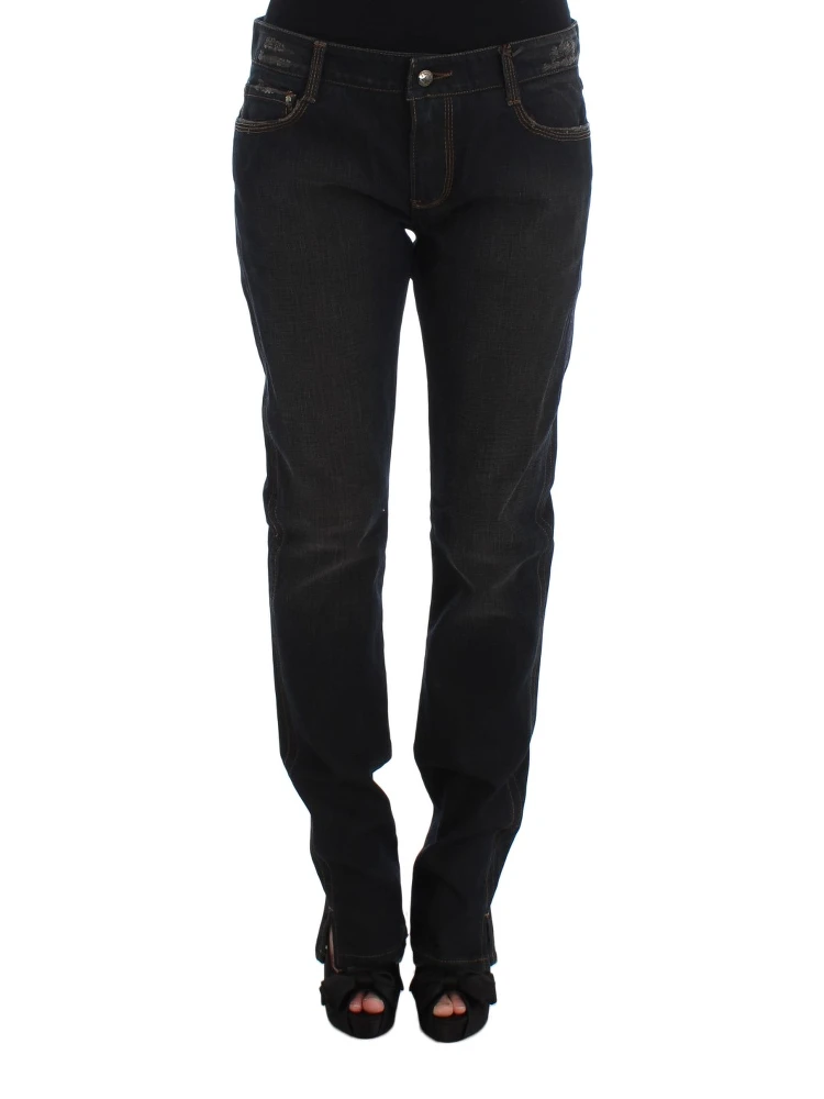 Blue Wash Cotton Boyfriend Jeans