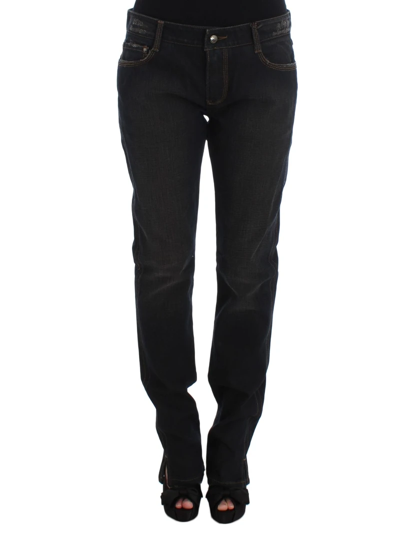 Blue Wash Cotton Boyfriend Jeans