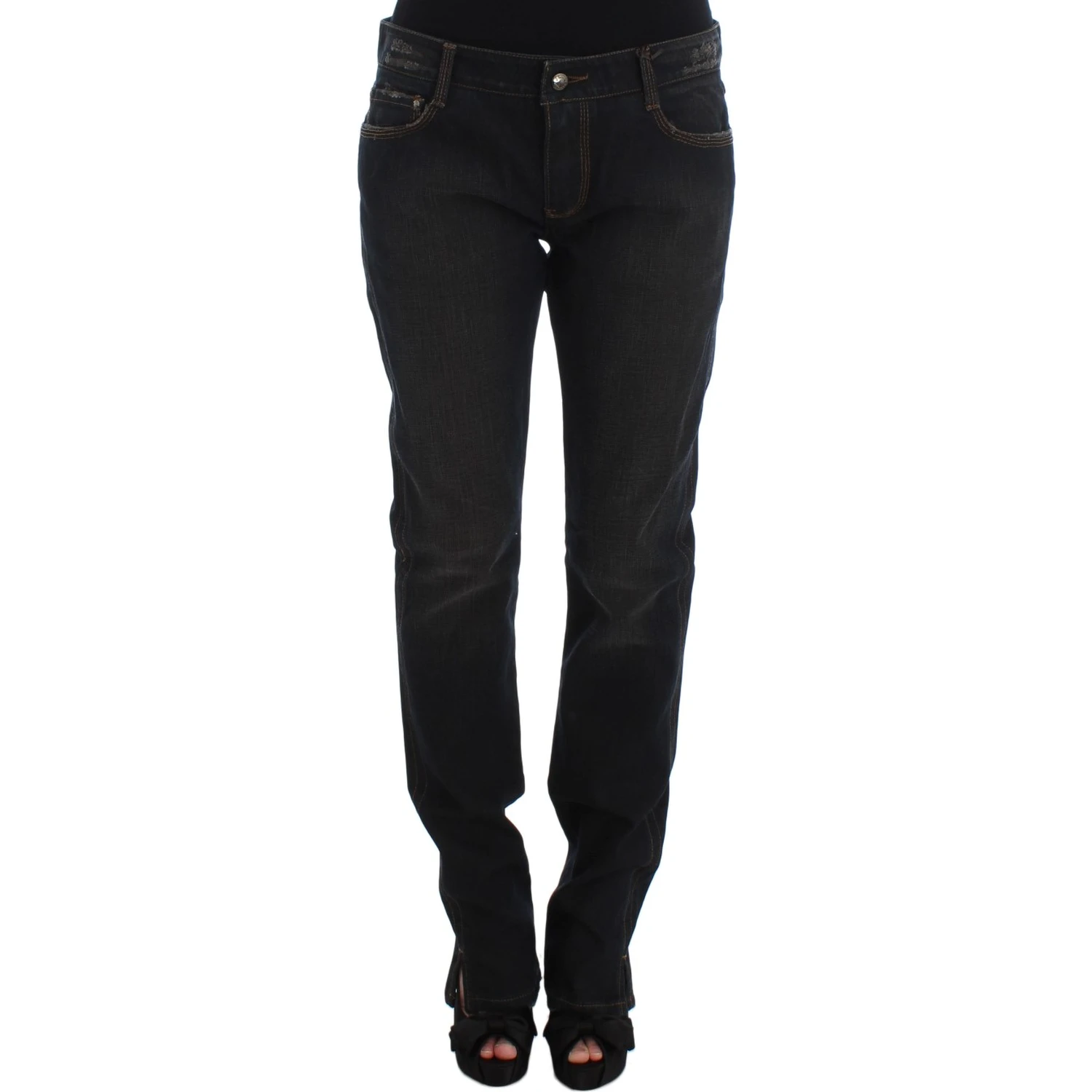 Blue Wash Cotton Boyfriend Jeans