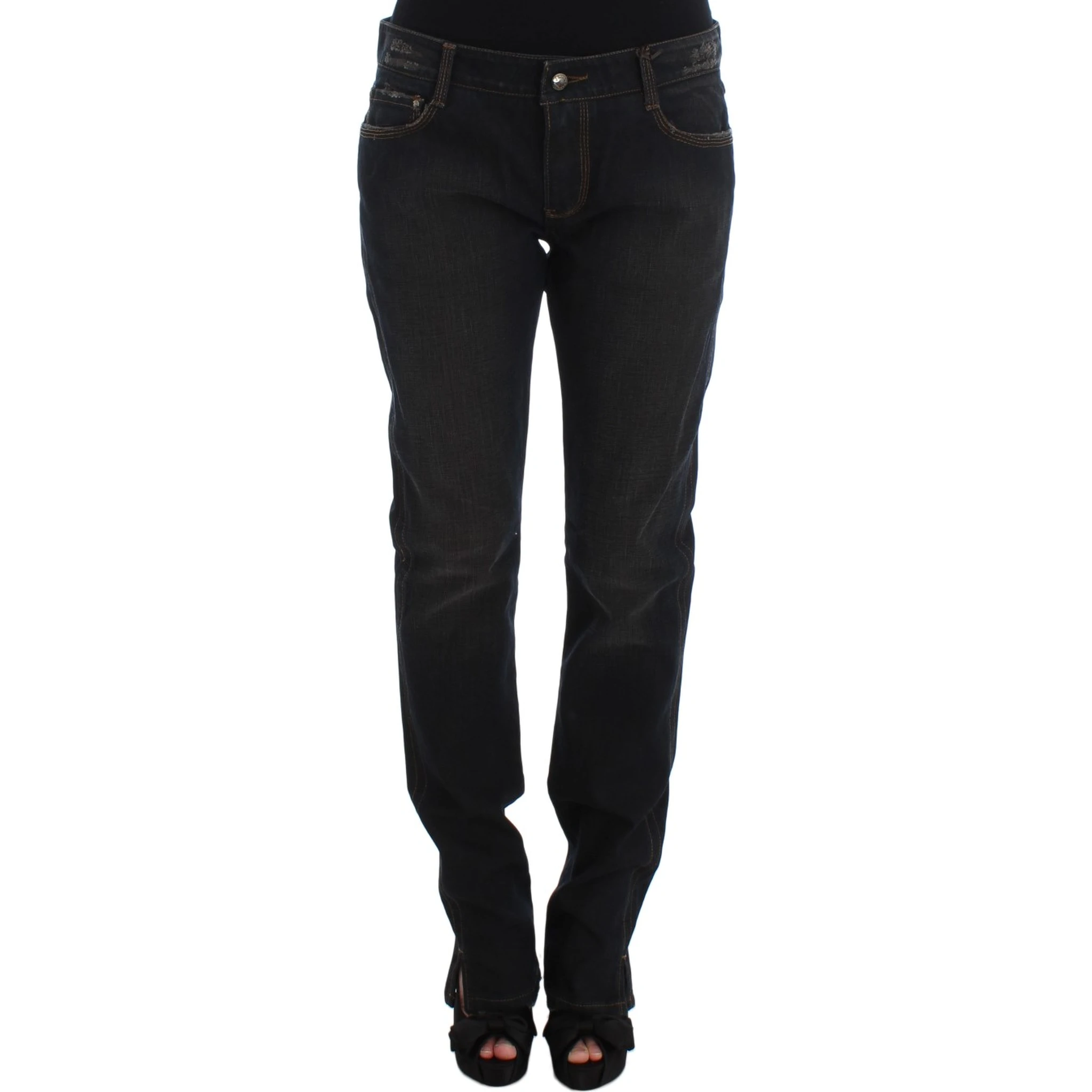 Blue Wash Cotton Boyfriend Jeans