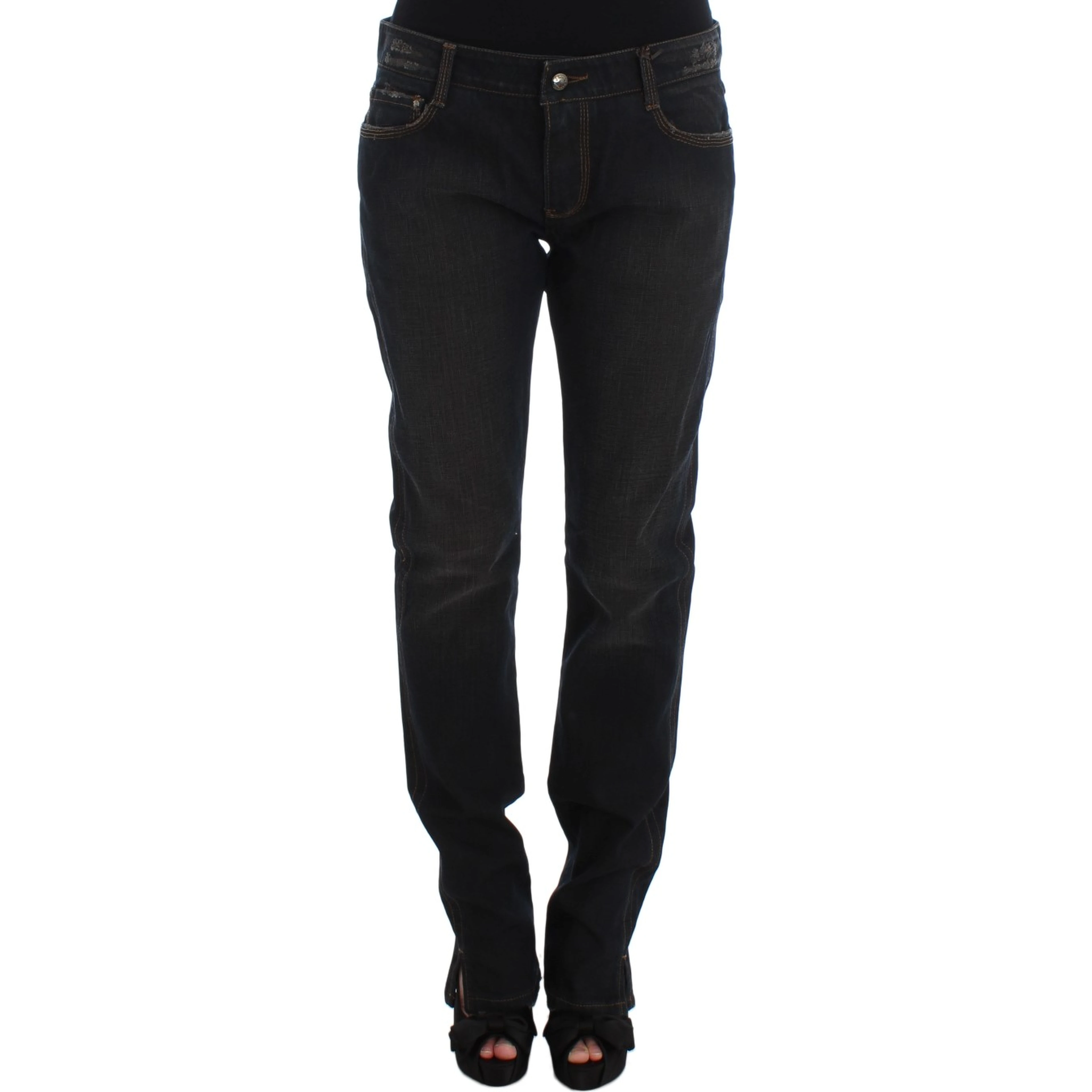 Blue Wash Cotton Boyfriend Jeans