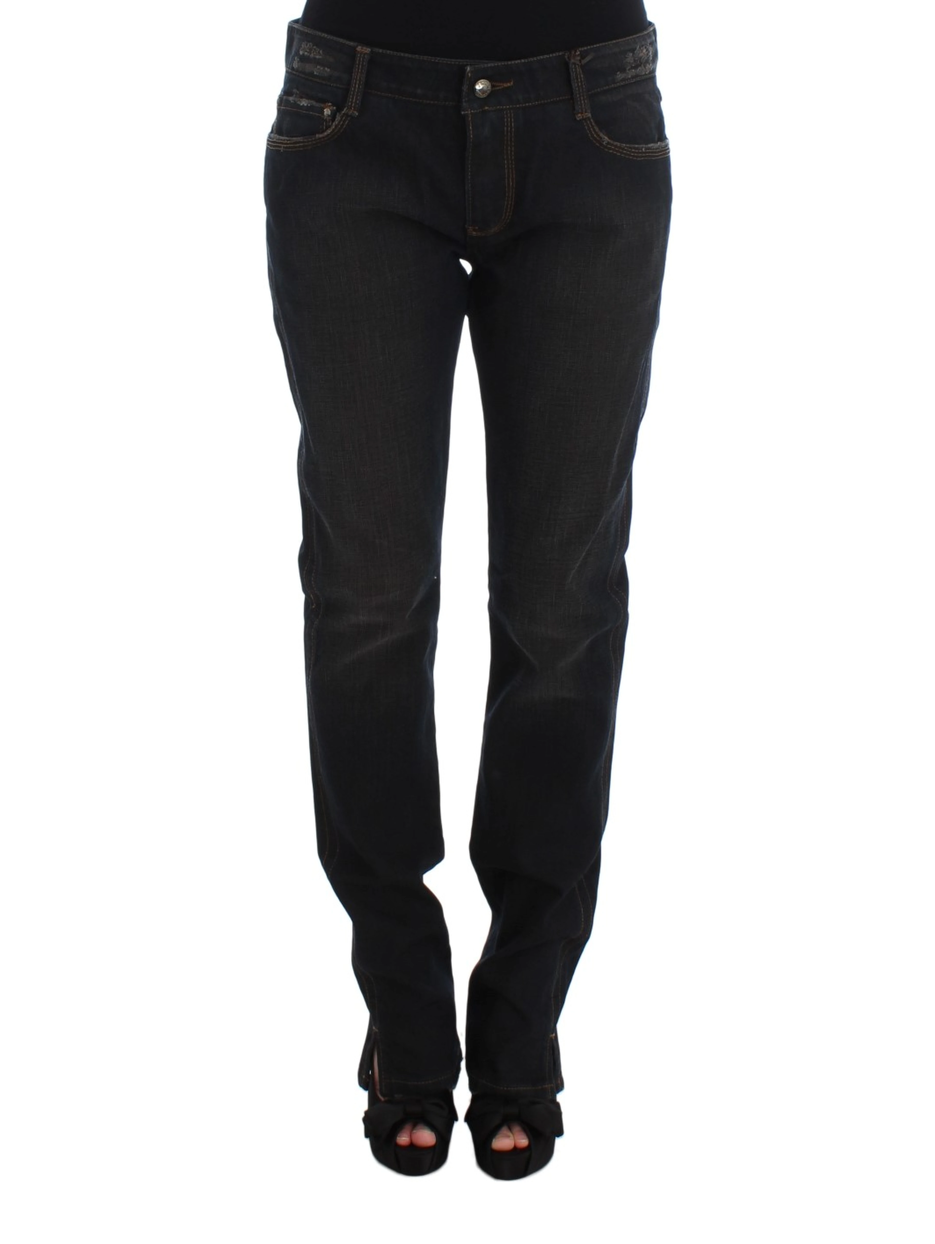 Blue Wash Cotton Boyfriend Jeans