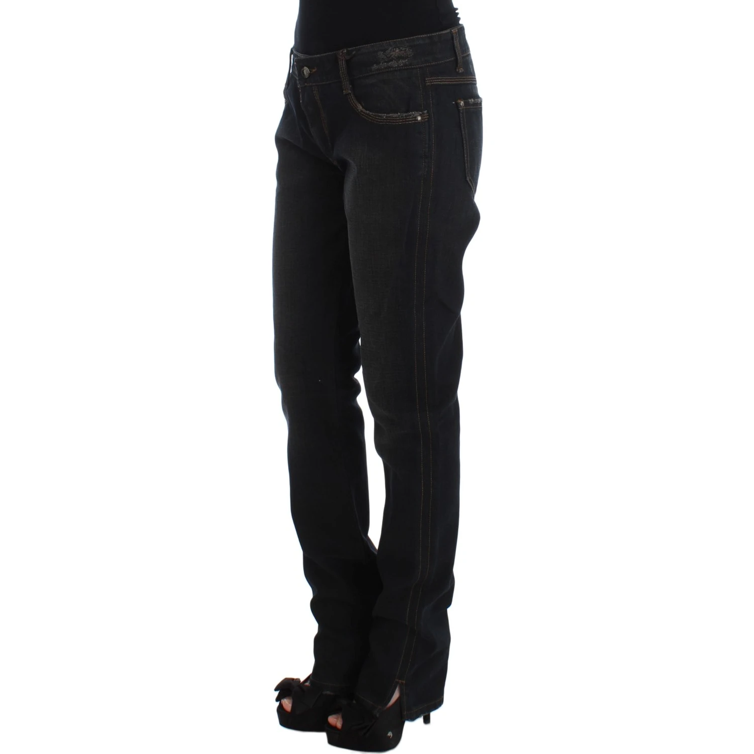 Blue Wash Cotton Boyfriend Jeans