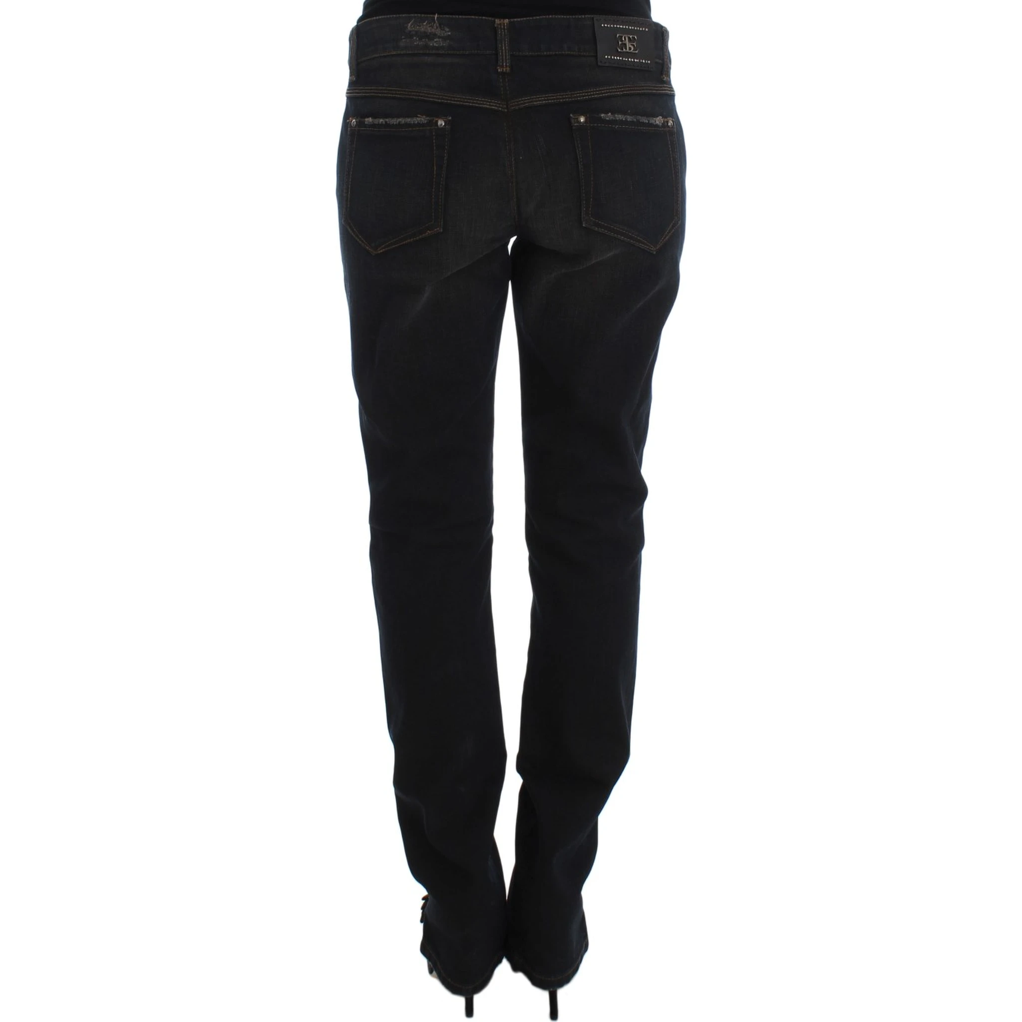 Blue Wash Cotton Boyfriend Jeans