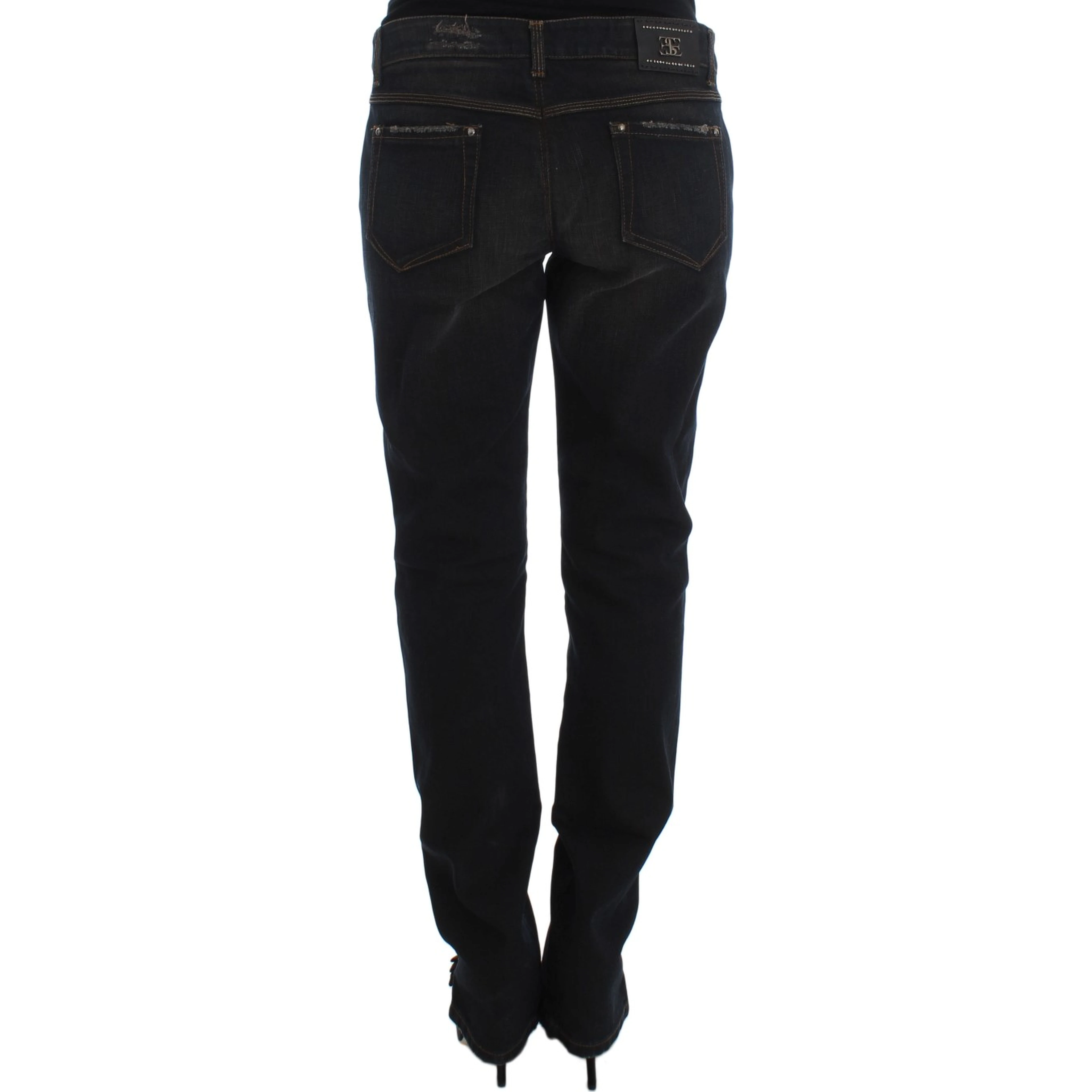 Blue Wash Cotton Boyfriend Jeans
