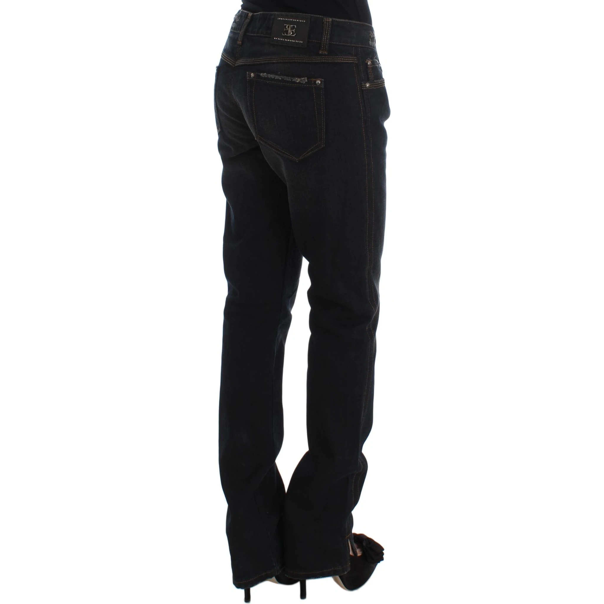 Blue Wash Cotton Boyfriend Jeans