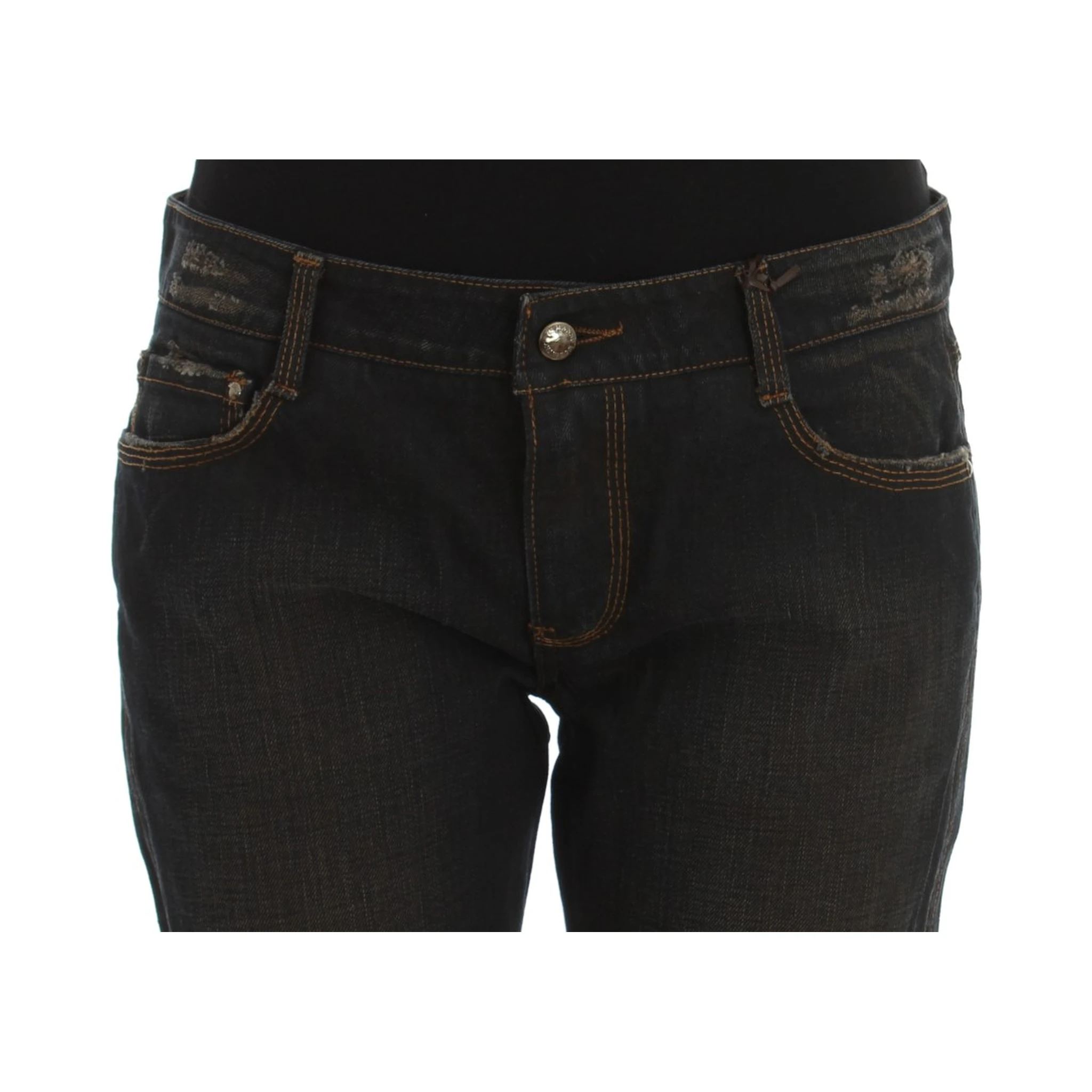 Blue Wash Cotton Boyfriend Jeans