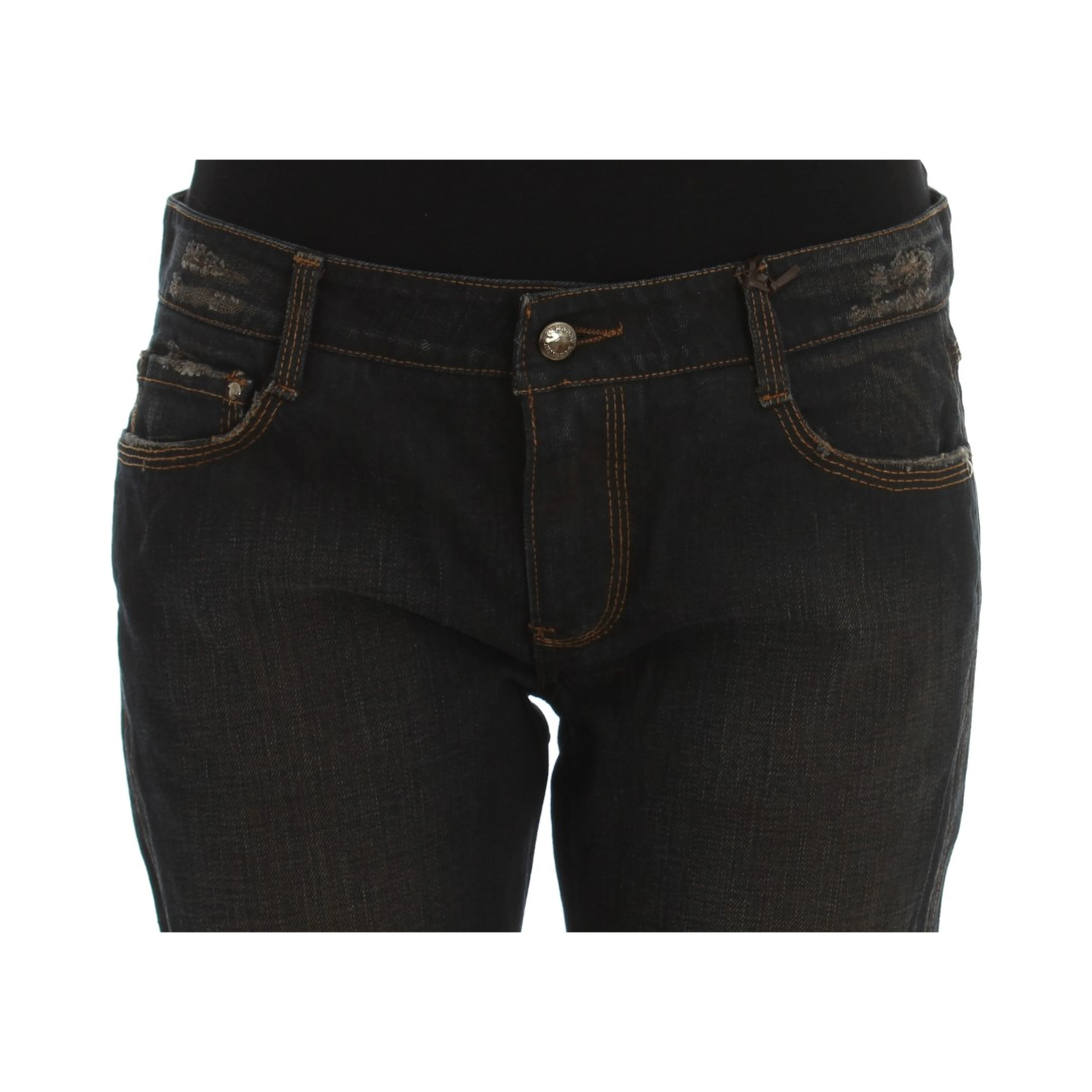 Blue Wash Cotton Boyfriend Jeans