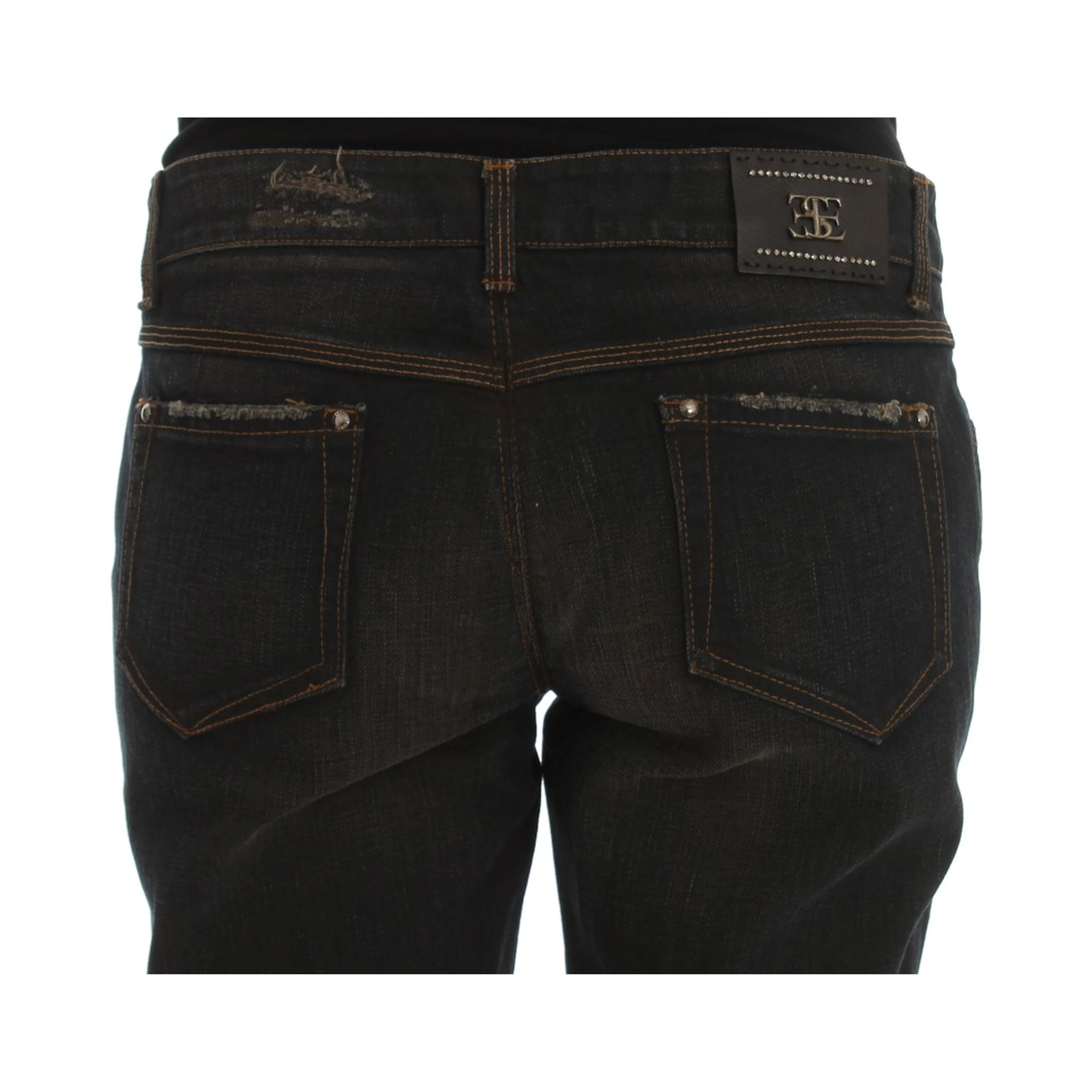 Blue Wash Cotton Boyfriend Jeans
