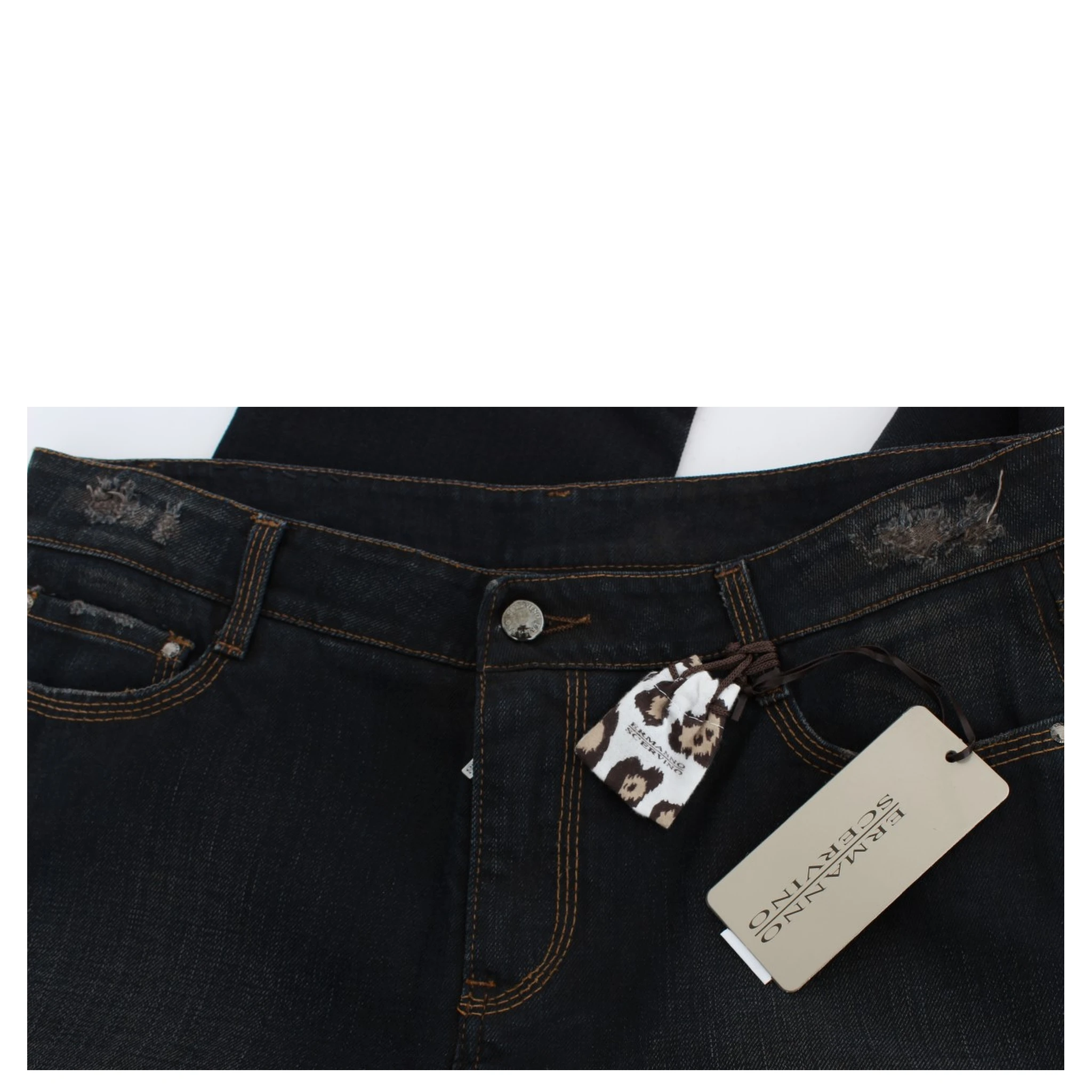 Blue Wash Cotton Boyfriend Jeans