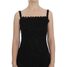 Black Floral Lace Shift Knee Length Dress