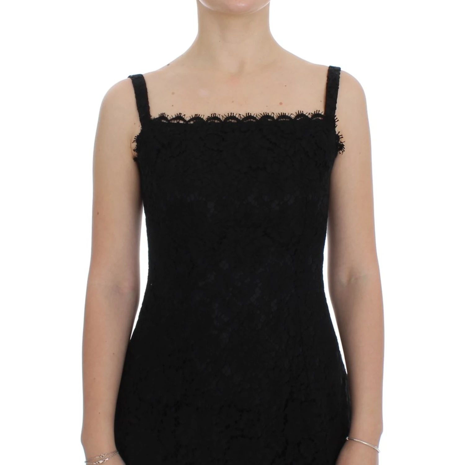 Black Floral Lace Shift Knee Length Dress