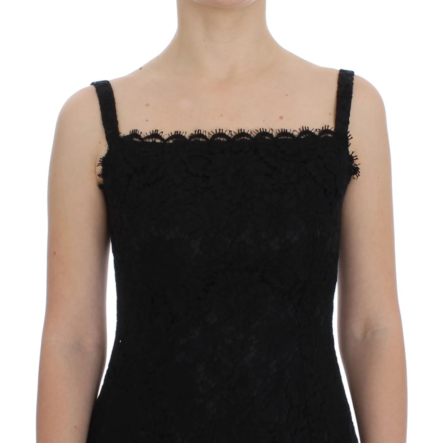 Black Floral Lace Shift Knee Length Dress