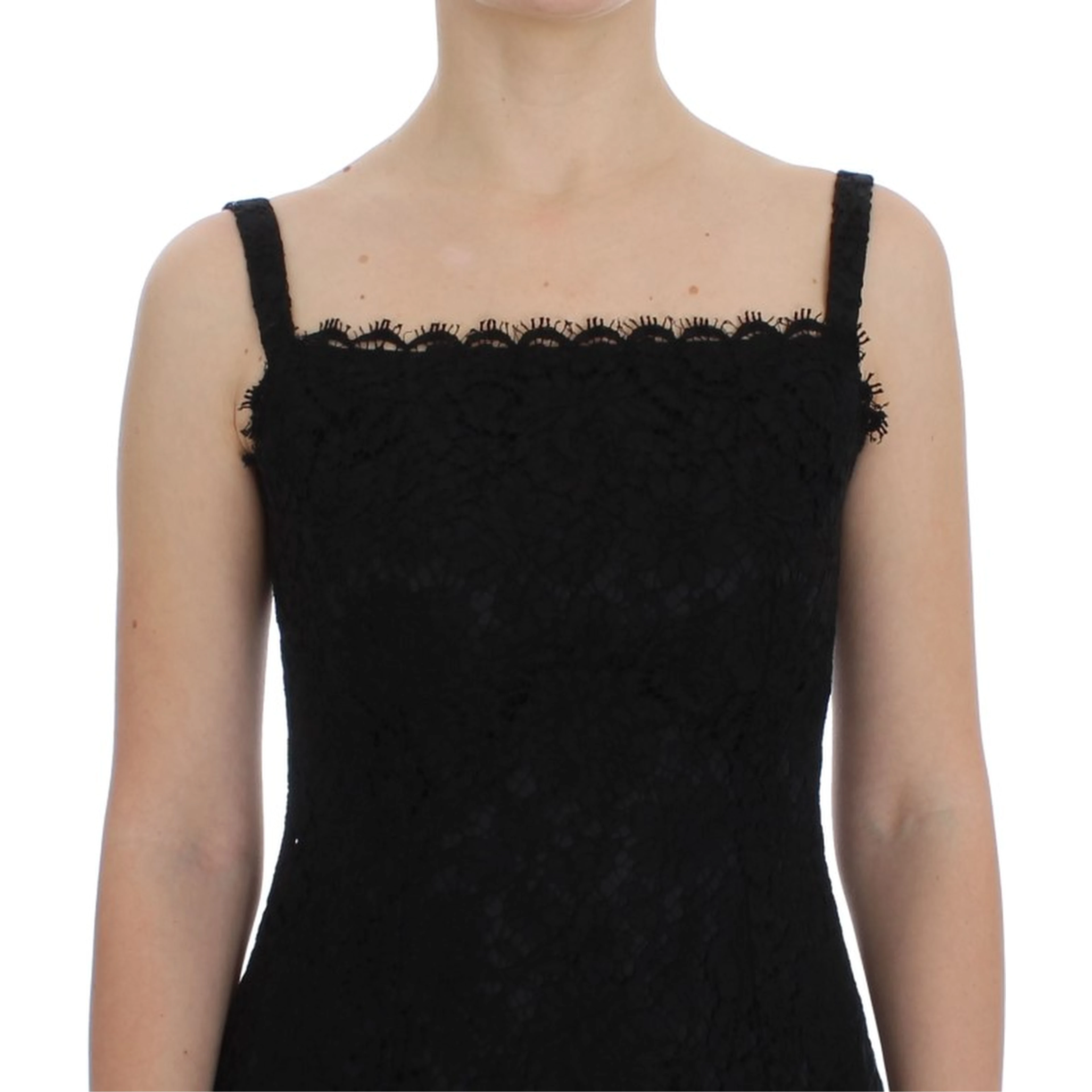 Black Floral Lace Shift Knee Length Dress