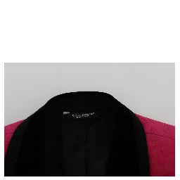 Pink Floral Brocade Slim Blazer Jacket