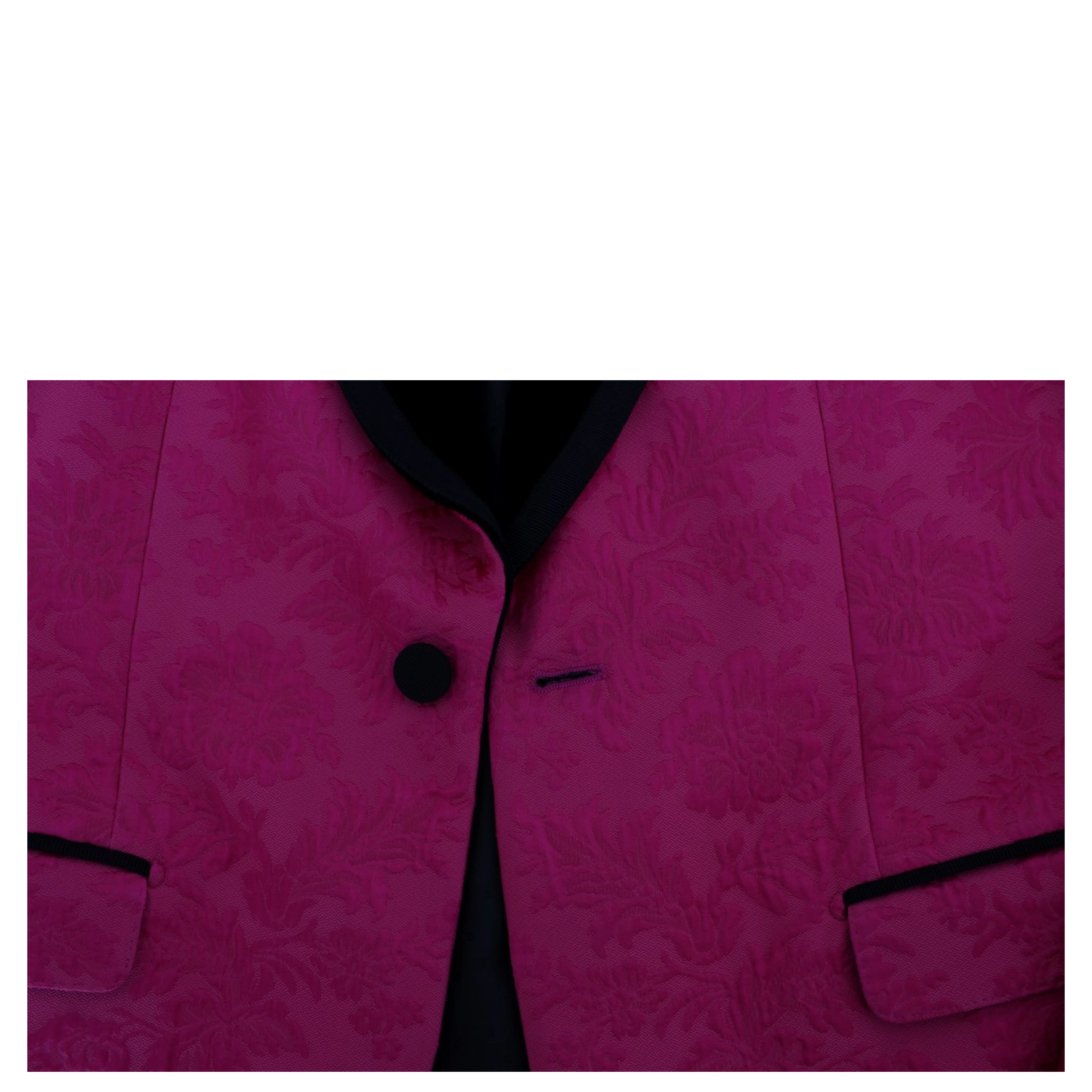 Pink Floral Brocade Slim Blazer Jacket