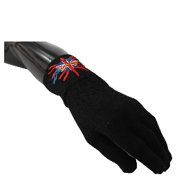Black #DGLovesLondon Embroidered Wool Gloves