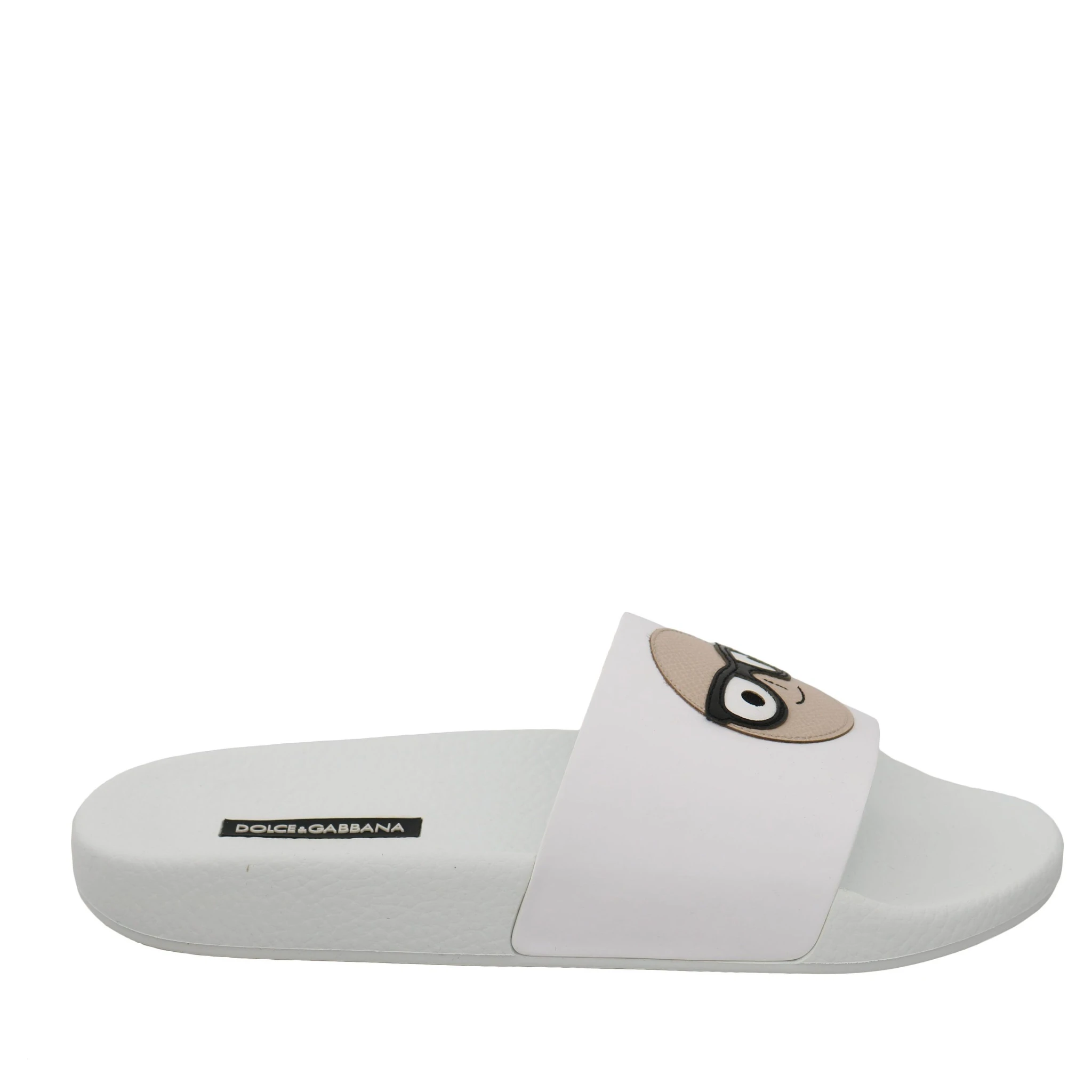 White Leather #dgfamily Slides Shoes Sandals