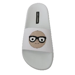 White Leather #dgfamily Slides Shoes Sandals