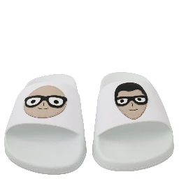 White Leather #dgfamily Slides Shoes Sandals