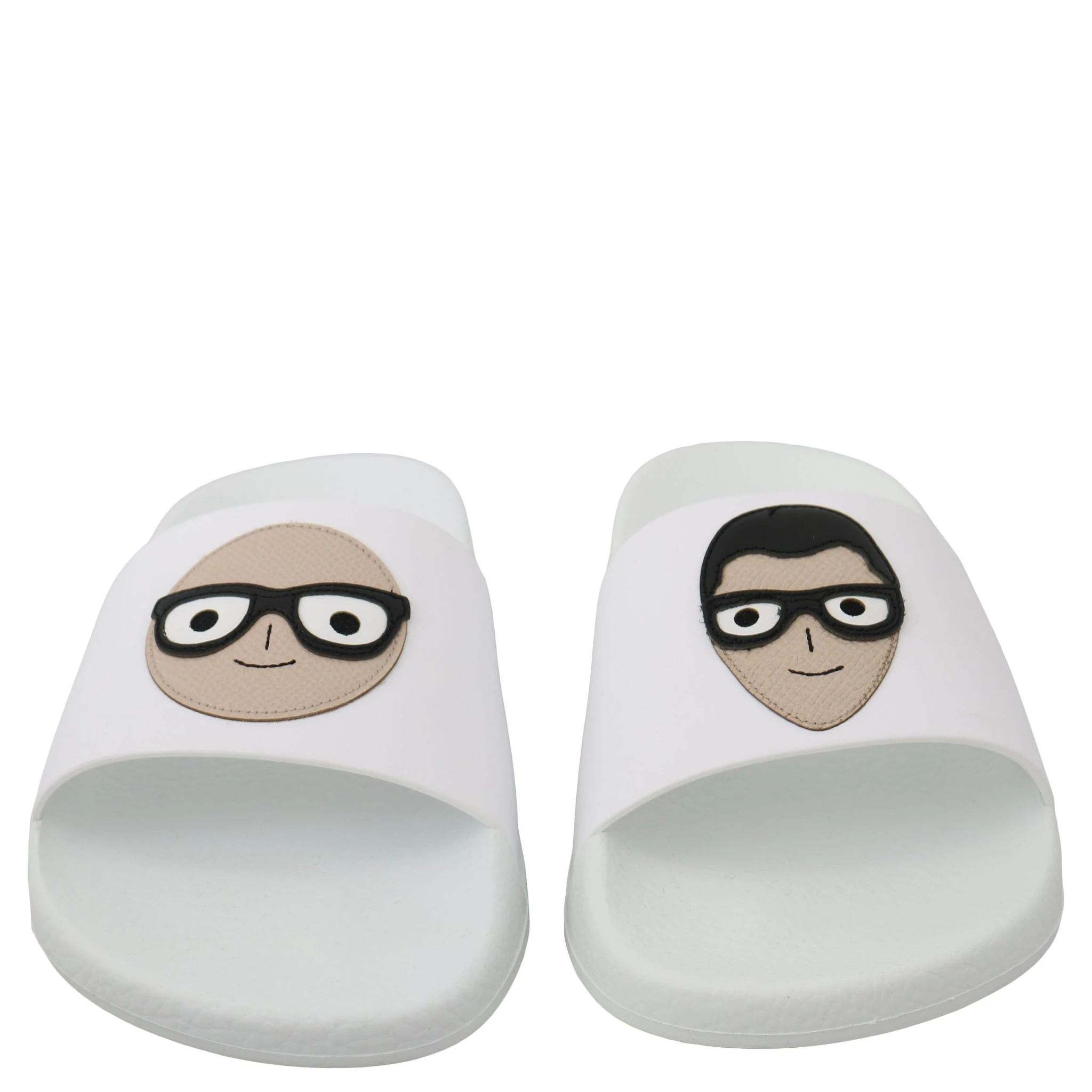 White Leather #dgfamily Slides Shoes Sandals